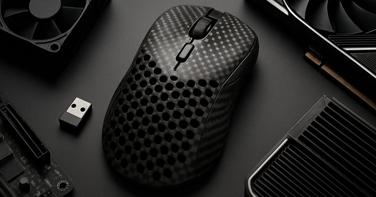 Blazing Sky Phantom: Mouse Gamer Sem Fio de 44g com Fibra de Carbono