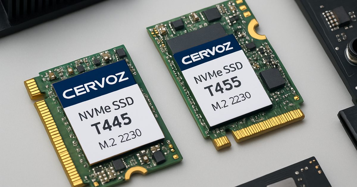 Cervoz lança SSDs NVMe T445 e T455 M.2 2230 para sistemas compactos