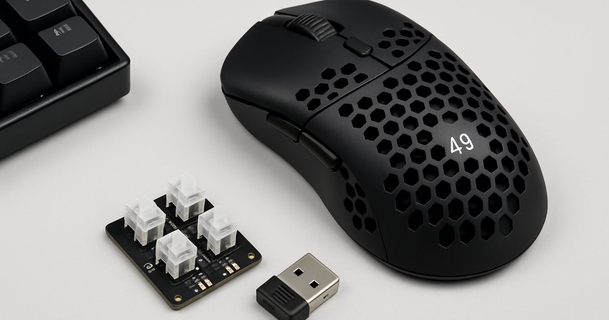 Everglide Lança Mouse Gamer Sem Fio de 49g com Switches Magnéticos